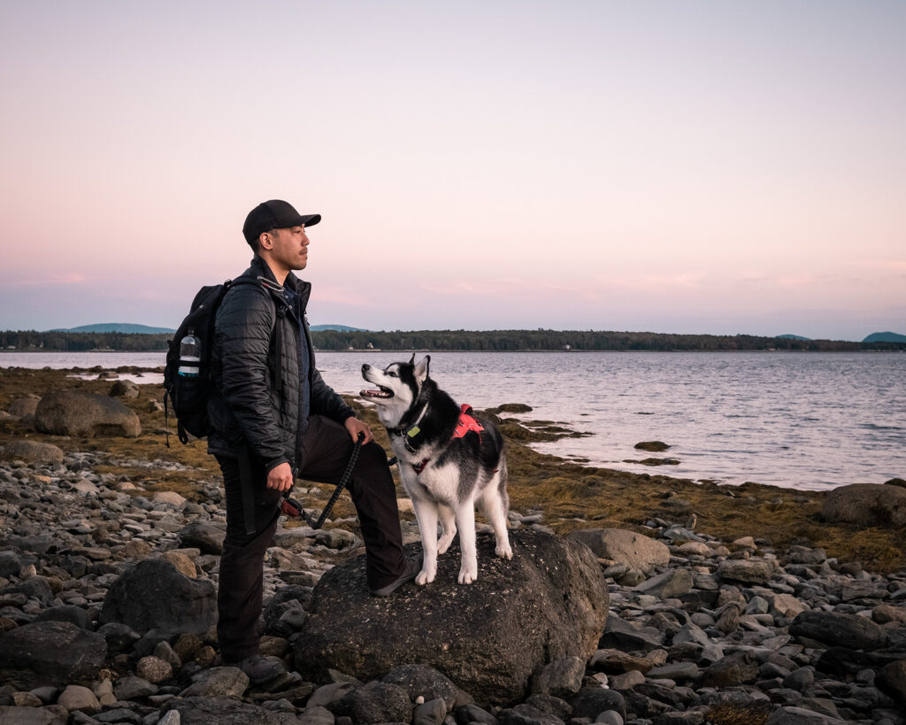 Dog-friendly Under Canvas Acadia. Hiking at Acadia National Park.