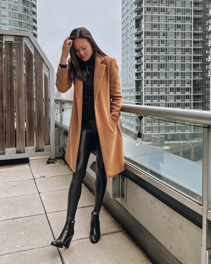 Leather Leggings with Camel Coat | NYC Fall Outfit