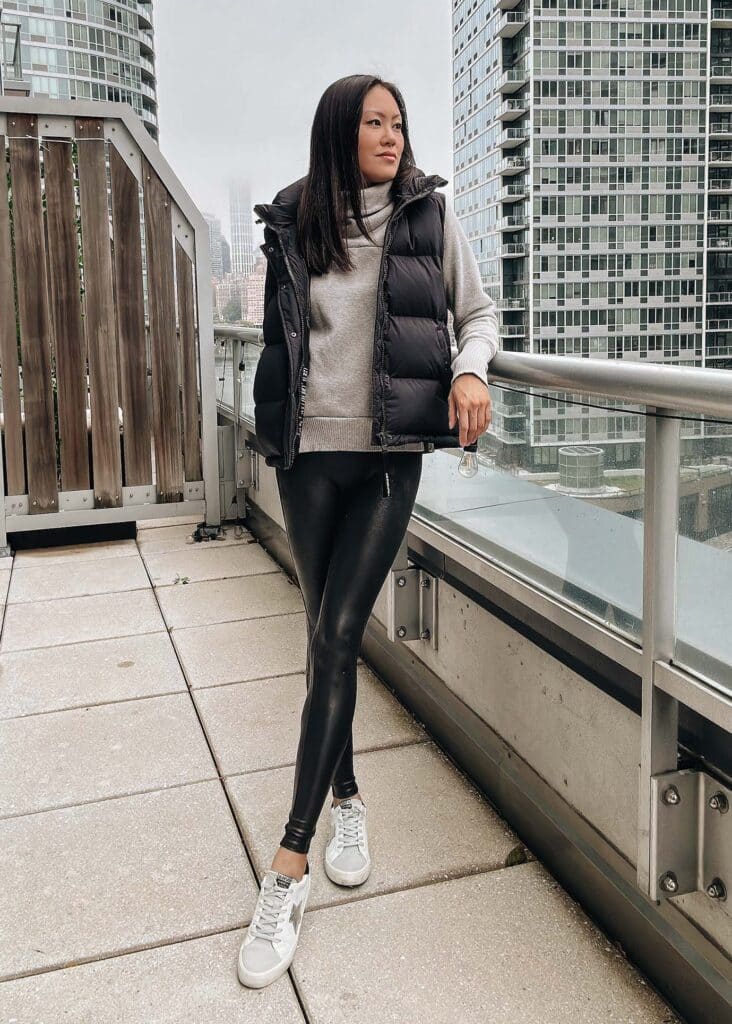 Faux Leather Leggings with Vest