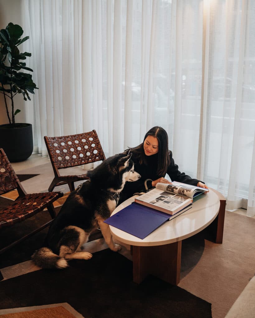 Kimpton Hotel Theta Review Dog Friendly Hotel. Elaine Le NYC and Travel Blogger with Gatsby.
