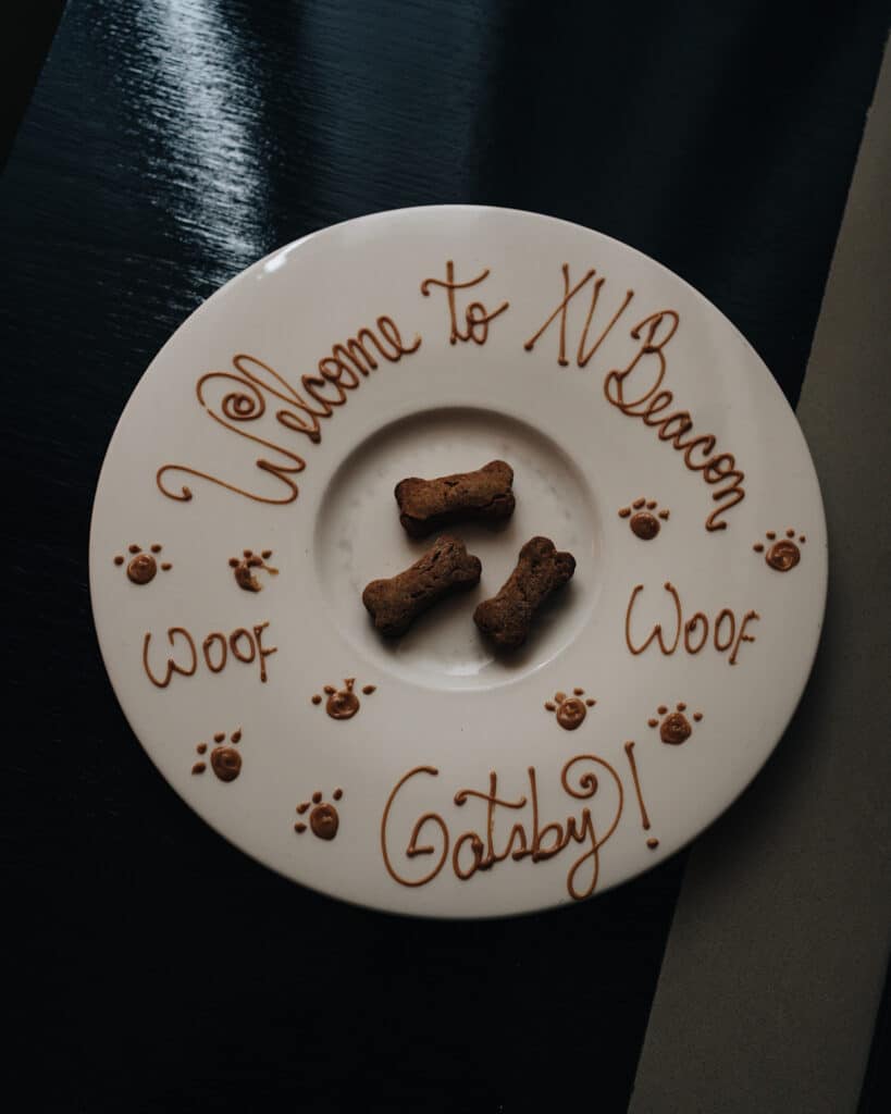 XV Beacon Hotel Welcome Dog Friendly Amenities. Peanut butter cookies.