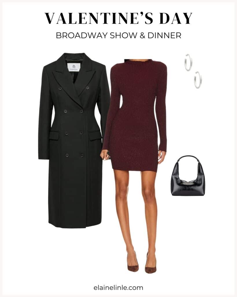Valentine's day outfit idea, what to wear on a broadway show and dinner date