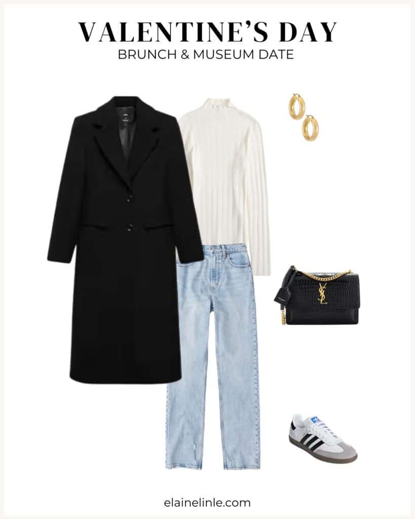 Valentine's day outfit idea, what to wear on a brunch and museum date