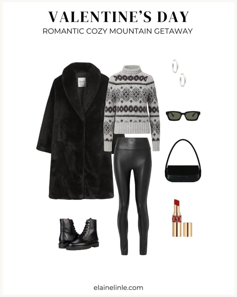 Valentine's day outfit idea, what to wear on a romantic cozy mountain getaway